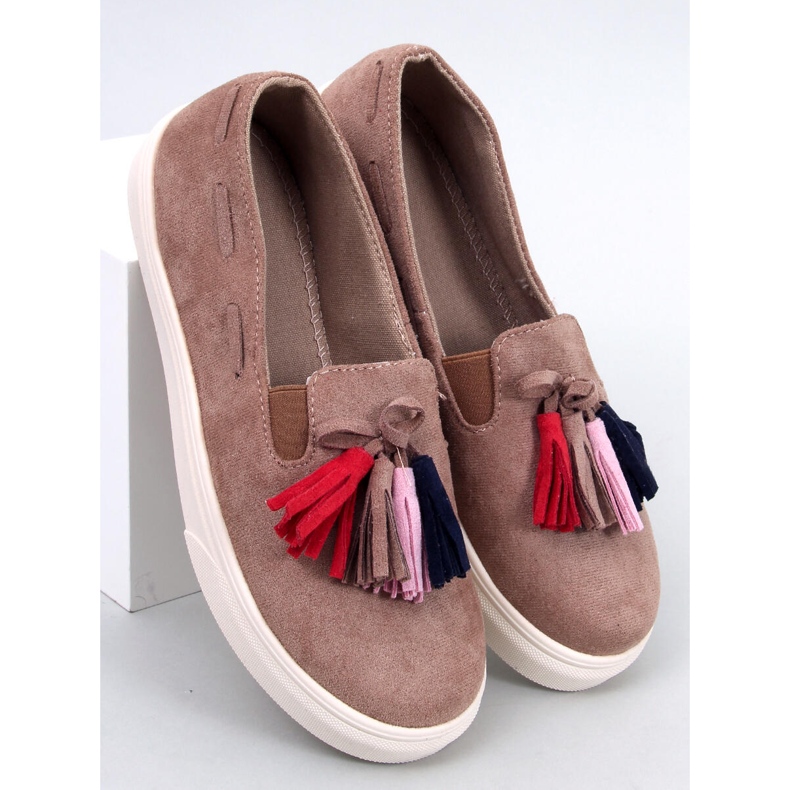 Salma Zapatillas Khaki con flecos beige 1