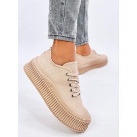Zapatillas Pratt caqui con plataforma beige 4