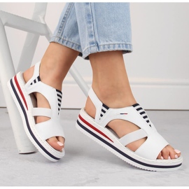 Sandalias blancas de mujer con cuña Rieker V02Y5 blanco 5
