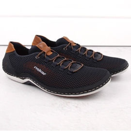 Zapatos slip-on calados de verano cómodos para hombre, azul marino Rieker 07555-14 2