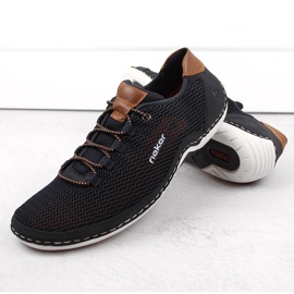 Zapatos slip-on calados de verano cómodos para hombre, azul marino Rieker 07555-14 3