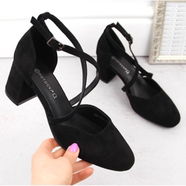 Sandalias de mujer elegantes de ante con tacón alto, negro Potocki SZ12341 4