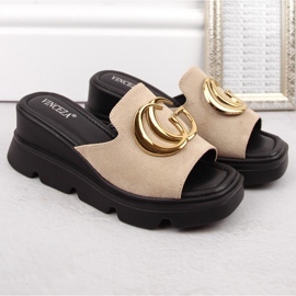 Pantuflas cuña mujer ante beige Vinceza 58295 5