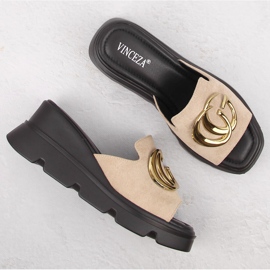 Pantuflas cuña mujer ante beige Vinceza 58295 7