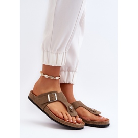 Chanclas de mujer con corcho, verde oscuro, Elina 2