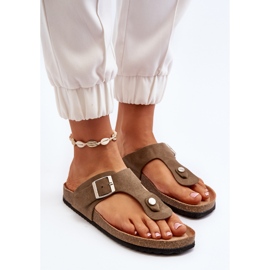 Chanclas de mujer con corcho, verde oscuro, Elina 3