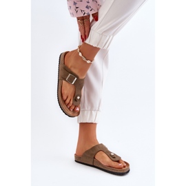Chanclas de mujer con corcho, verde oscuro, Elina 4