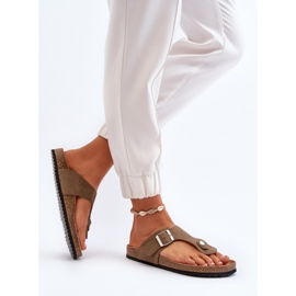 Chanclas de mujer con corcho, verde oscuro, Elina 5