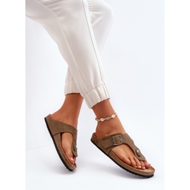 Chanclas de mujer con corcho, verde oscuro, Elina 6