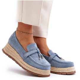 Mocasines de Mujer con Suela Trenzada, Azul Torresia 9