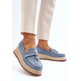 Mocasines de Mujer con Suela Trenzada, Azul Torresia 3