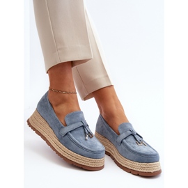 Mocasines de Mujer con Suela Trenzada, Azul Torresia 7