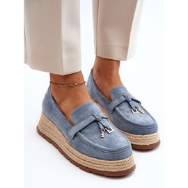 Mocasines de Mujer con Suela Trenzada, Azul Torresia 5