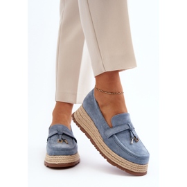 Mocasines de Mujer con Suela Trenzada, Azul Torresia 6