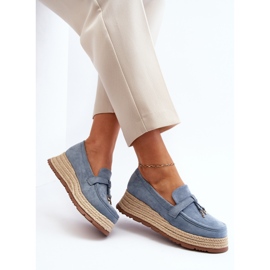 Mocasines de Mujer con Suela Trenzada, Azul Torresia 8