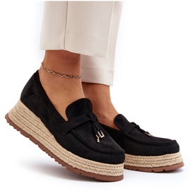 Mocasines de Mujer con Suela Trenzada, Negro Torresia 10