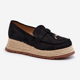 Mocasines de Mujer con Suela Trenzada, Negro Torresia 2