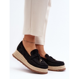 Mocasines de Mujer con Suela Trenzada, Negro Torresia 3