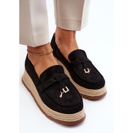 Mocasines de Mujer con Suela Trenzada, Negro Torresia 7
