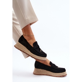 Mocasines de Mujer con Suela Trenzada, Negro Torresia 1