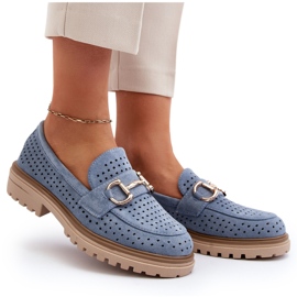 Mocasines Mujer Calados Con Adorno, Azul Talesse 9