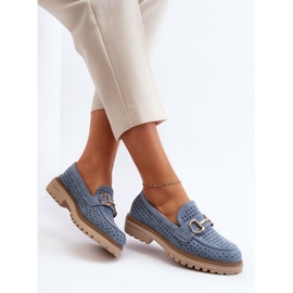 Mocasines Mujer Calados Con Adorno, Azul Talesse 8