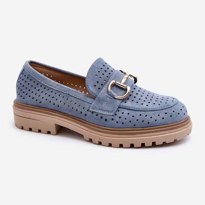 Mocasines Mujer Calados Con Adorno, Azul Talesse 1