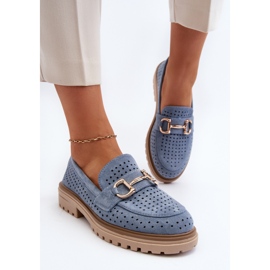 Mocasines Mujer Calados Con Adorno, Azul Talesse 4
