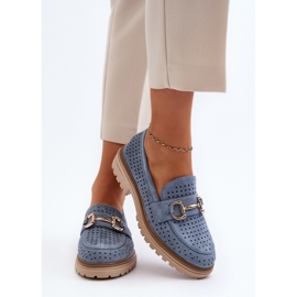 Mocasines Mujer Calados Con Adorno, Azul Talesse 6