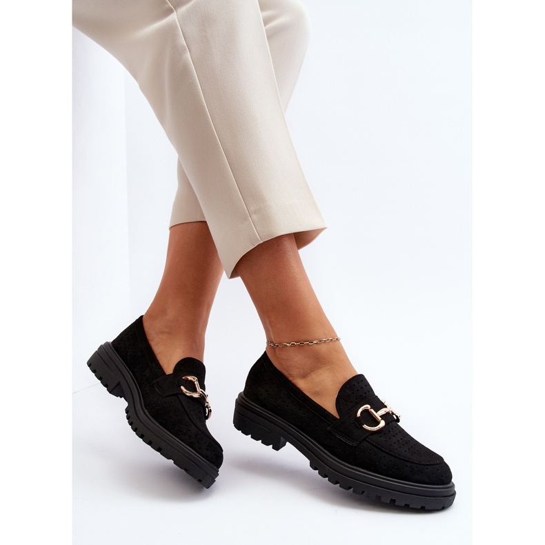Mocasines Mujer Calados Con Adorno, Negro Talesse 2
