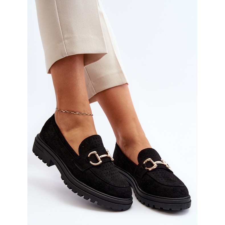 Mocasines Mujer Calados Con Adorno, Negro Talesse 1