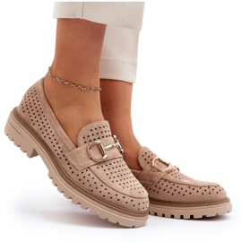 Mocasines Mujer Calados Con Adorno, Beige Talesse 10