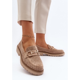 Mocasines Mujer Calados Con Adorno, Beige Talesse 8