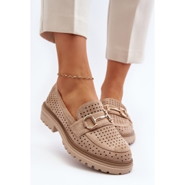 Mocasines Mujer Calados Con Adorno, Beige Talesse 6