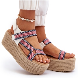 Sandalias de mujer con suela maciza trenzada, Luminea blanca blanco 10