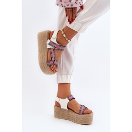 Sandalias de mujer con suela maciza trenzada, Luminea blanca blanco 6