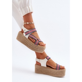 Sandalias de mujer con suela maciza trenzada, Luminea blanca blanco 8