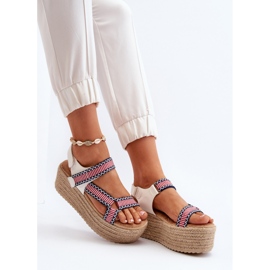 Sandalias de mujer con suela maciza trenzada, Luminea blanca blanco 1 Sandalias de mujer con suela maciza trenzada, Luminea blanca blanco 1