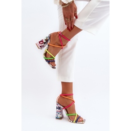 Sandalias de tacón de moda Josette multicolor rosado 6
