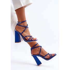 Sandalias De Tacón Alto Azul De Moda Josette 9