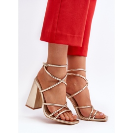 Sandalias de tacón alto Josette Gold de moda dorado 3