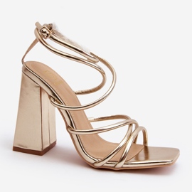 Sandalias de tacón alto Josette Gold de moda dorado 2