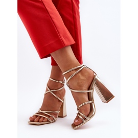 Sandalias de tacón alto Josette Gold de moda dorado 7