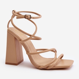 Sandalias de tacón alto Josette desnudas de moda beige 1