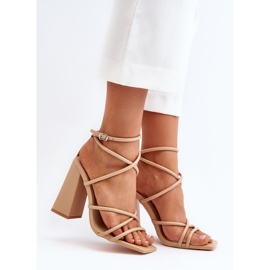 Sandalias de tacón alto Josette desnudas de moda beige 2