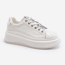 Zapatillas Mujer de Piel con Plataforma GOE NN2N4033 Blanco 3