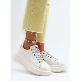 Zapatillas Mujer de Piel con Plataforma GOE NN2N4033 Blanco 4