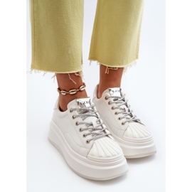 Zapatillas Mujer de Piel con Plataforma GOE NN2N4033 Blanco 7