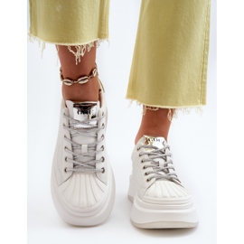 Zapatillas Mujer de Piel con Plataforma GOE NN2N4033 Blanco 8