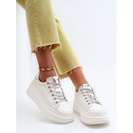 Zapatillas Mujer de Piel con Plataforma GOE NN2N4033 Blanco 2